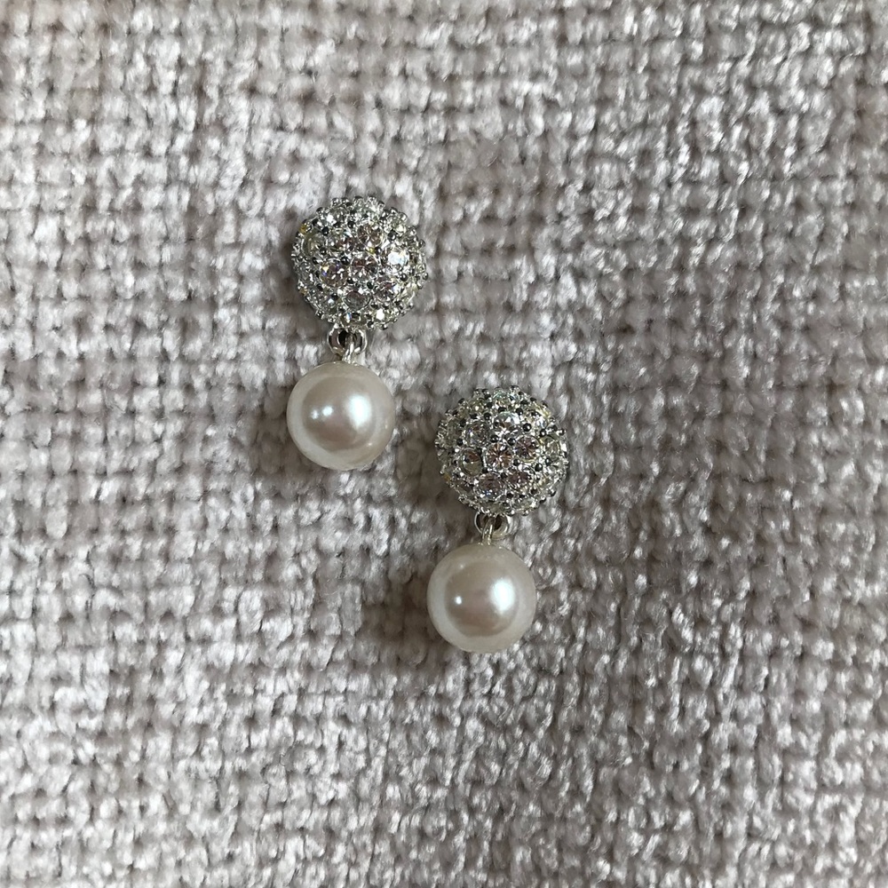 Carolee Pearl and CZ Dangle Studs